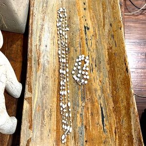 White bead Flying Lizard Necklace and Bracelet